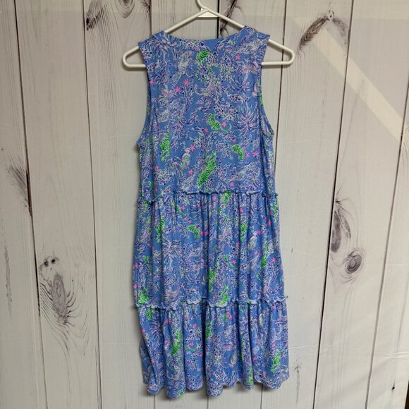 Lilly Pulitzer Lorina Swing Dress Small Blue Peri Turtle EUC - Picture 3 of 10